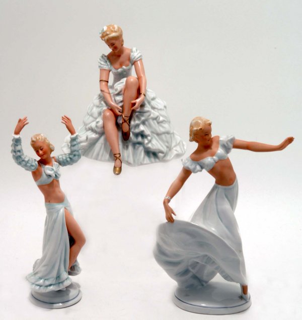 Appraisal: Three Schaubach Kunst Art Deco porcelain figurines One - ballerina