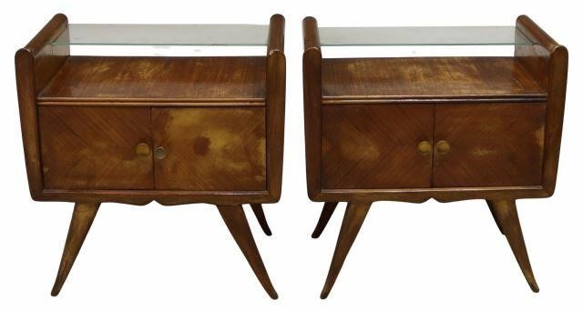 Appraisal: pair Italian mid-century modern nightstands c s case with slotted