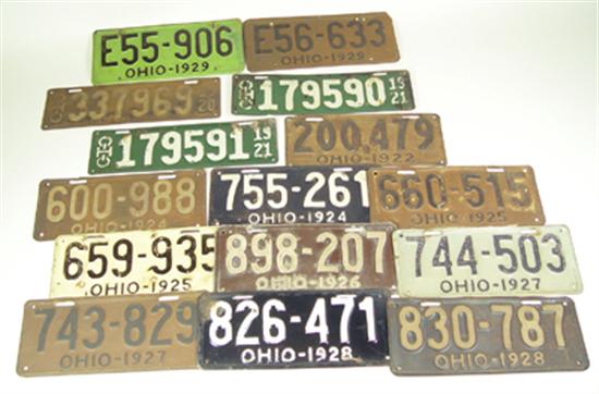 Appraisal: Fifteen - Ohio License Plates two two two two two