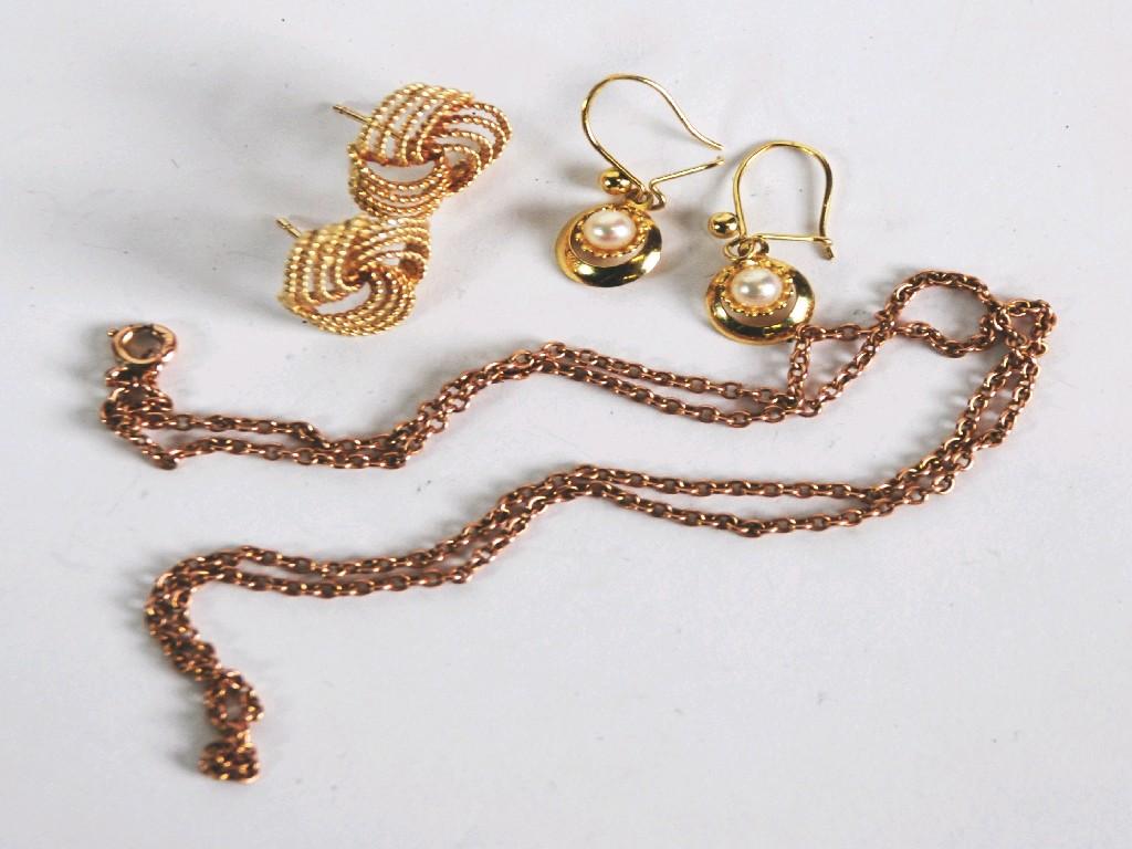 Appraisal: PAIR OF ct GOLD KNOTTED WIRE PATTERN EARRINGS ct gold