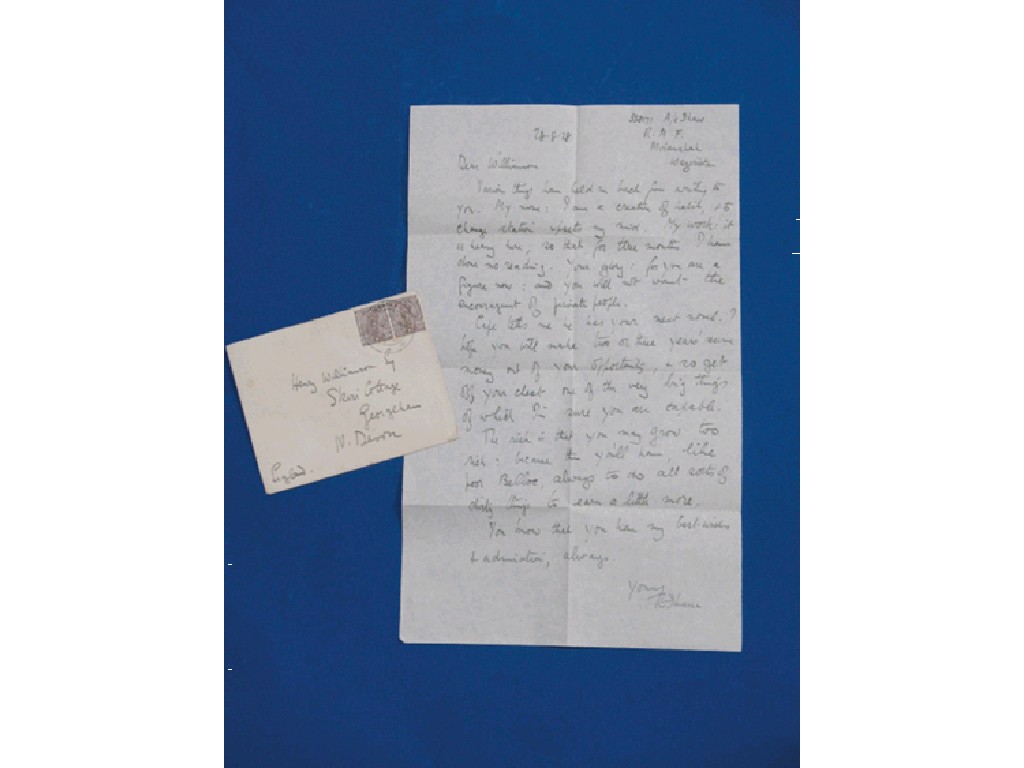 Appraisal: T E LAWRENCE A LETTER dated from A C Shaw