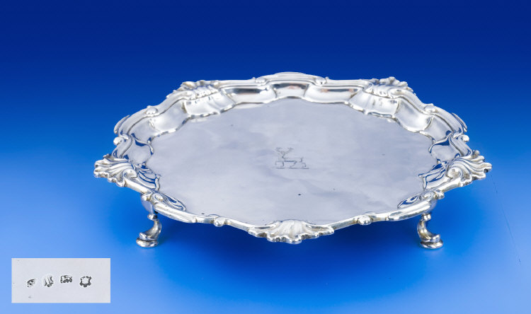 Appraisal: George II Silver Salver With Shell And Scroll Border On