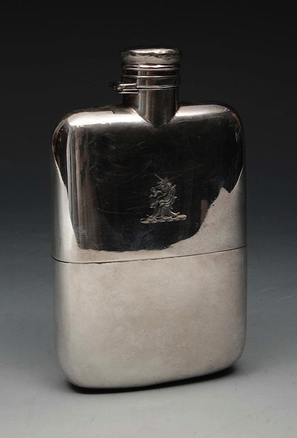 Appraisal: A VICTORIAN SILVER HIP FLASK with screw top and detachable