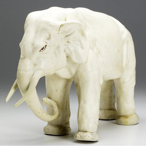 Appraisal: WELLER Rare Muskota elephant figurine Restoration to tusks Stamped WELLER