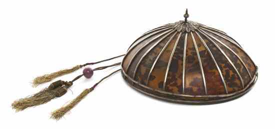 Appraisal: A Chinese Tortoise Shell and Silver Mandarin Hat of domed