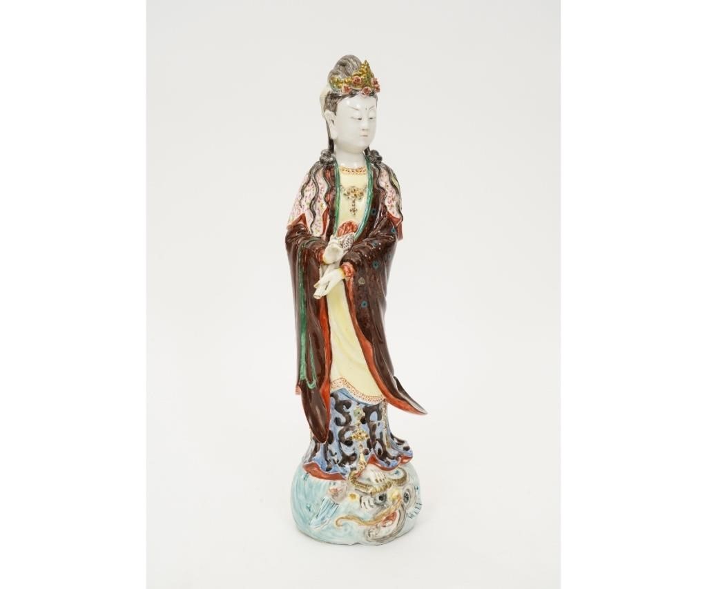 Appraisal: Asian porcelain figure of a woman with scroll signed probably