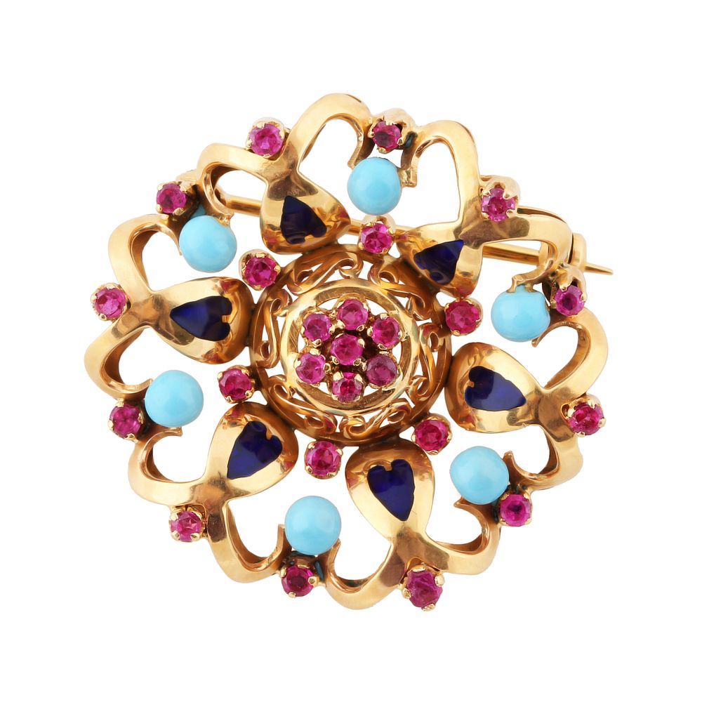 Appraisal: KT GOLD FLORAL BROOCH KT GOLD FLORAL BROOCH twenty-five round