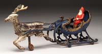 Appraisal: HUBLEY SANTA SLEIGH W REINDEER White reindeer with gold horns