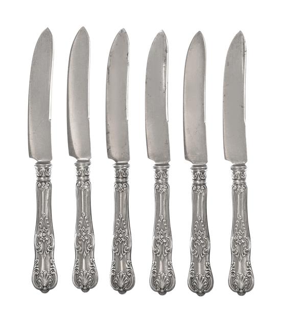 Appraisal: Sale Lot A Set of Six Silver-Handled Fruit Knives Bigelow