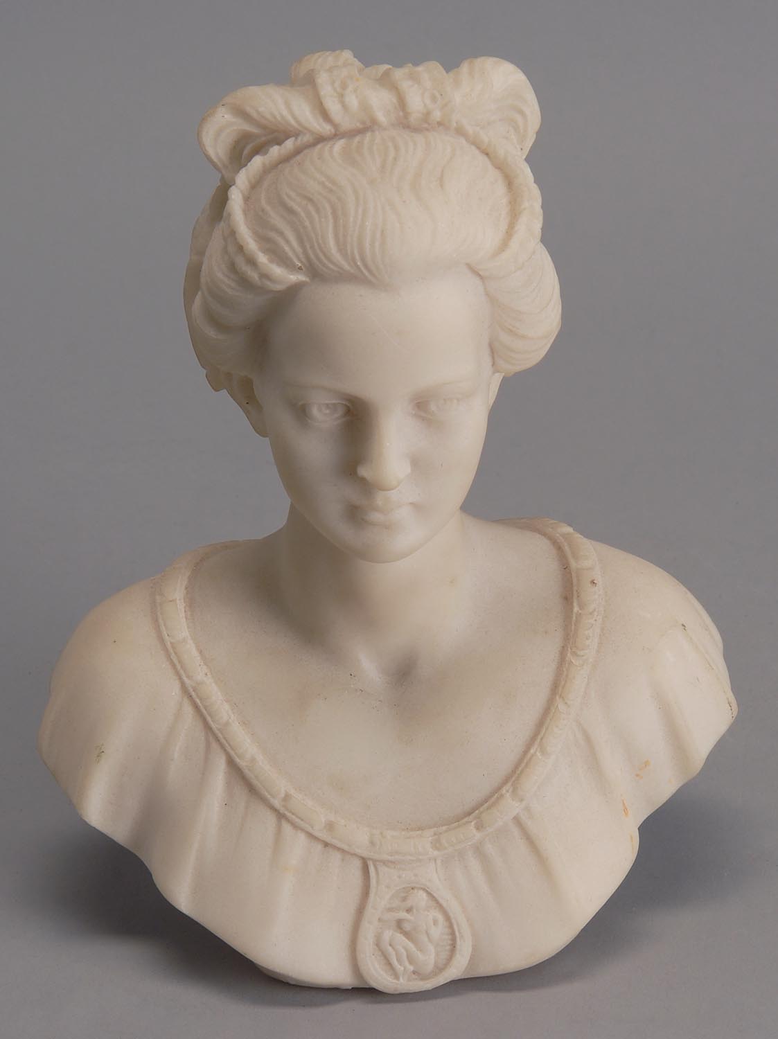 Appraisal: CARVED ALABASTER BUST FIGURE OF A WOMAN Height ConditionUndamaged