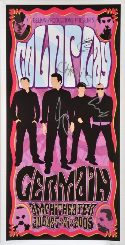 Appraisal: CONCERT POSTER AUTOGRAPHED BY COLDPLAY 'Germain Amphitheater August ' signed