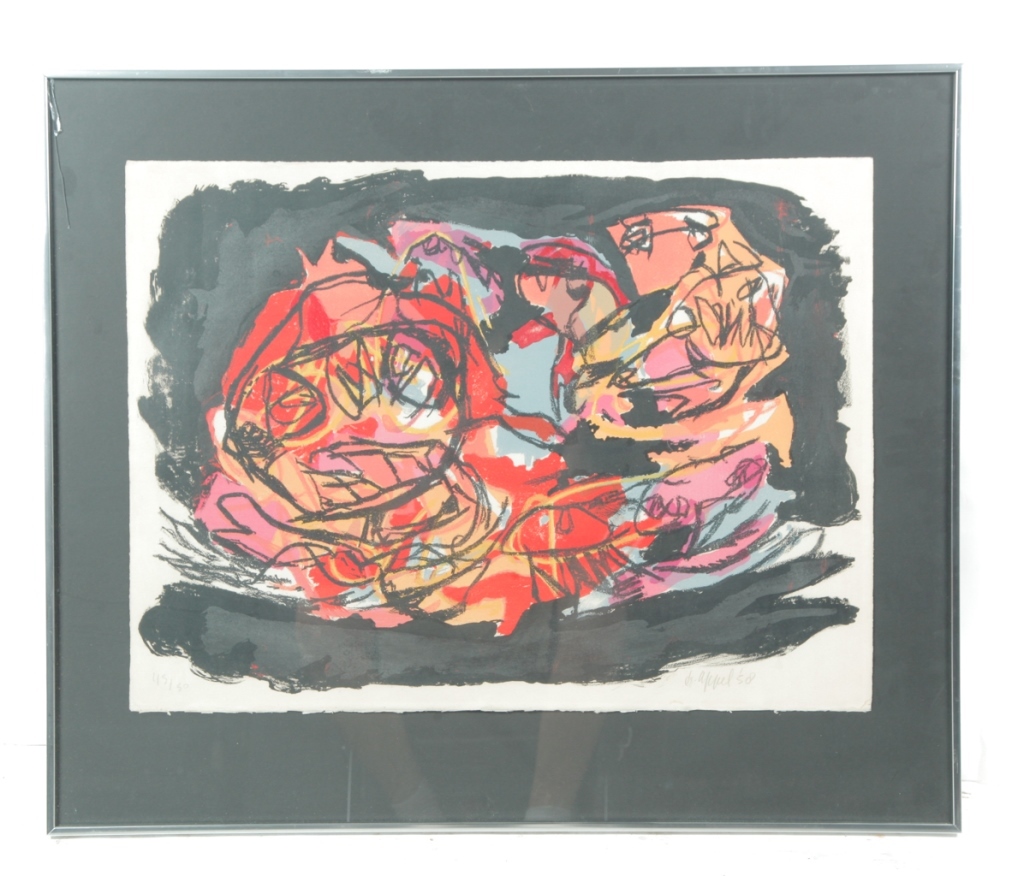 Appraisal: ABSTRACT PRINT KAREL APPEL DUTCH - Color lithograph signed dated