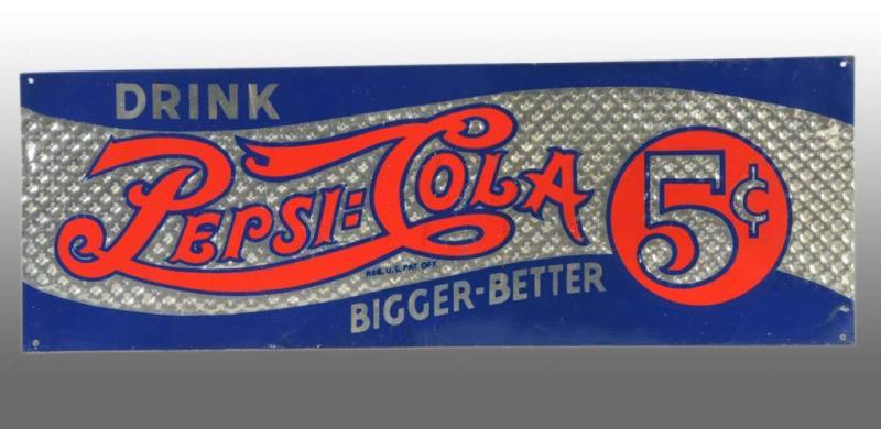 Appraisal: Tin Double Dot Pepsi Cola -Cent Sign Description Circa Extremely