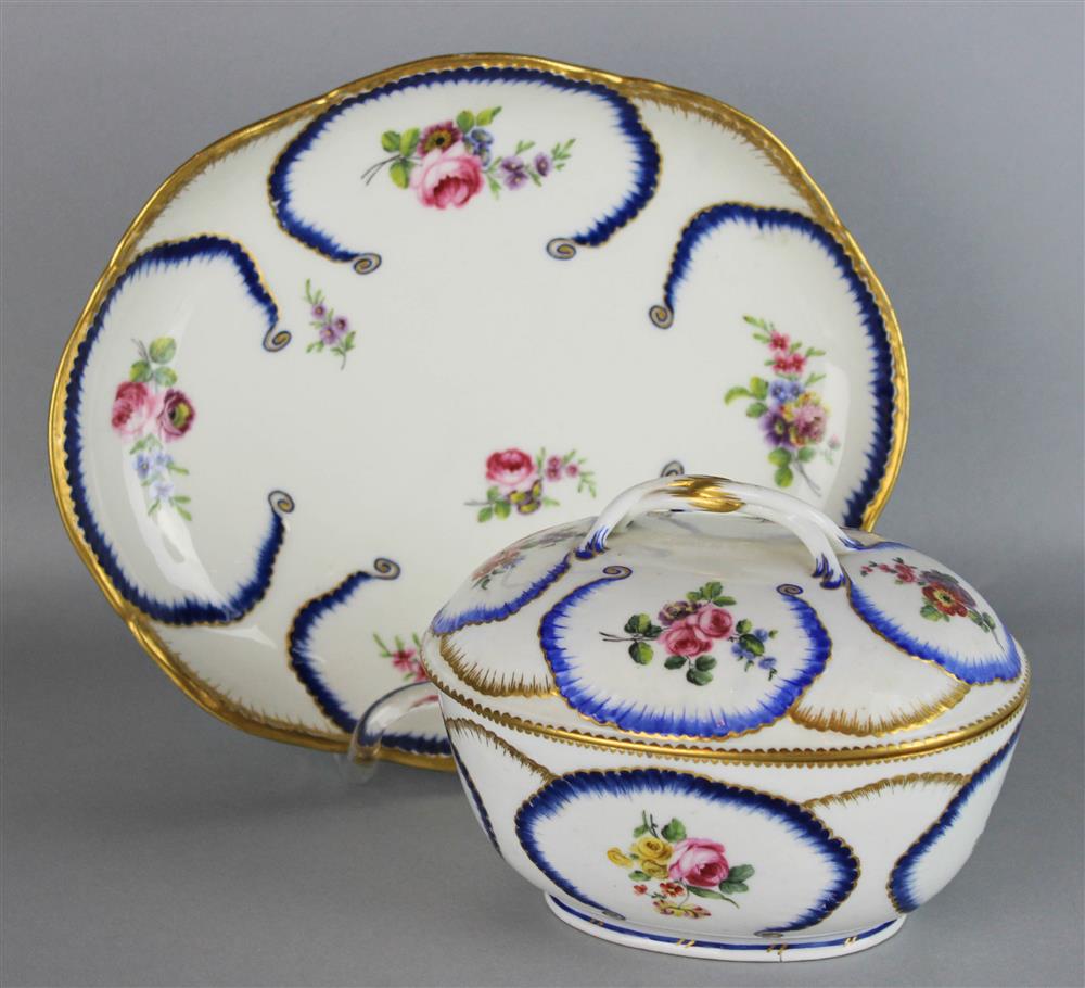 Appraisal: SEVRES PORCELAIN OVAL SUCRIER AND AN OVAL DISH black or