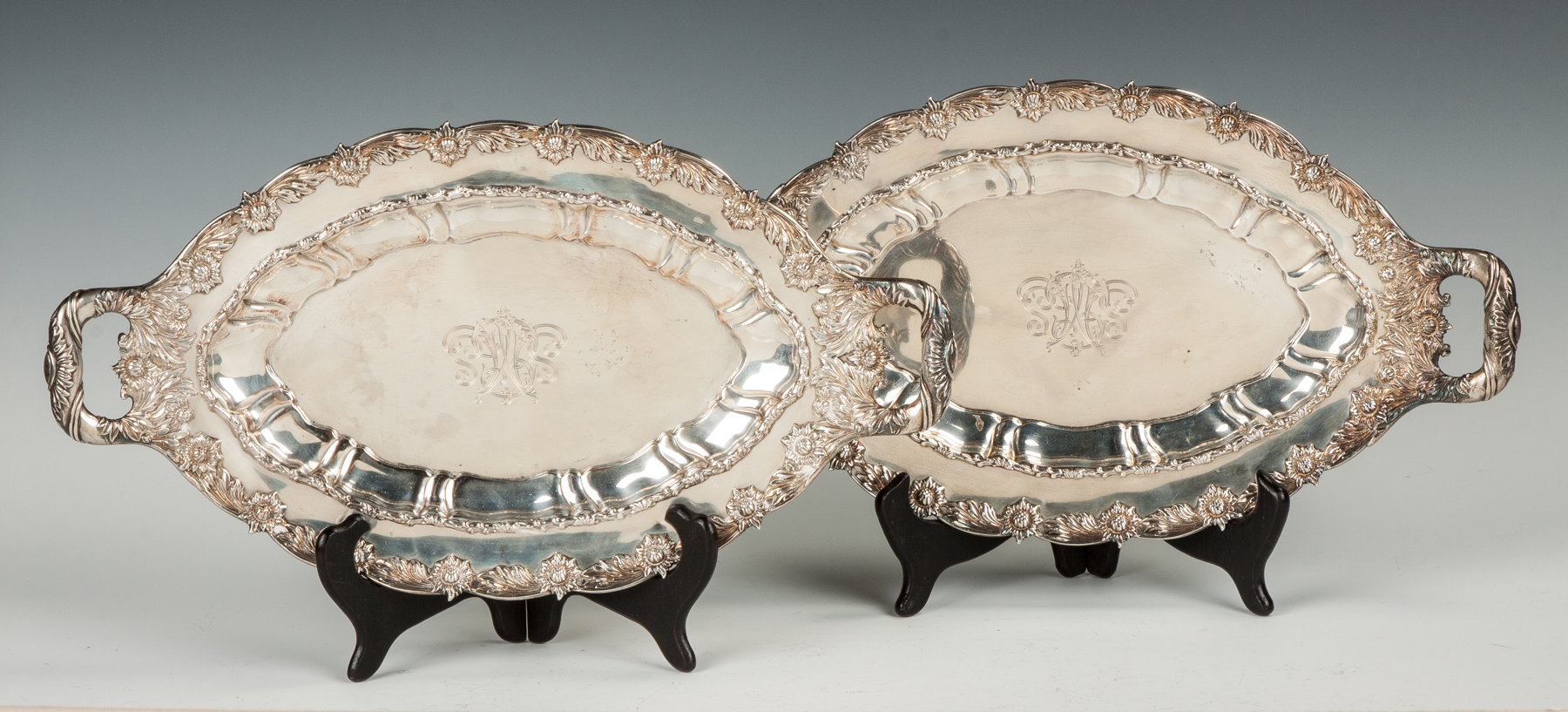 Appraisal: Tiffany Co Makers Sterling Silver Serving Trays - Chrysanthemum Pattern