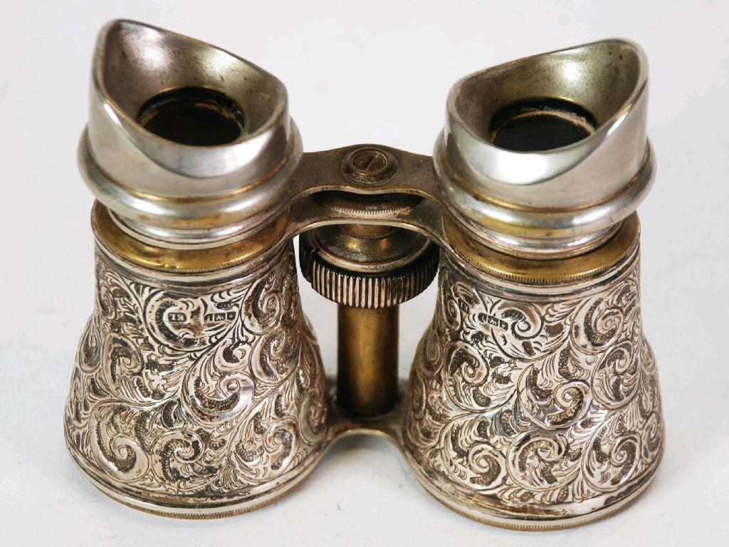 Appraisal: EDWARD VII EMBOSSED SILVER PAIR OF OPERA GLASSES typical form