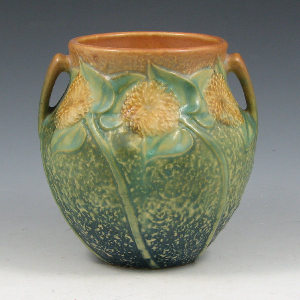 Appraisal: Roseville Sunflower - handled vase Unmarked Very faint bruise to