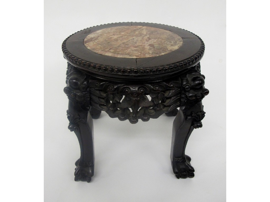 Appraisal: A late th early th century Chinese hardwood marble top