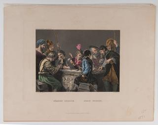 Appraisal: Group of Seven Prints of Soldiers Gambling Various printers and