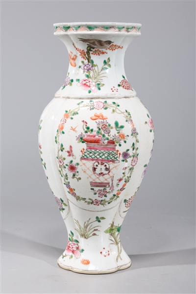 Appraisal: Chinese famille rose enameled porcelain vase with flowers to body