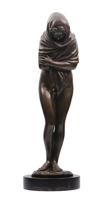 Appraisal: A CONTEMPORARY BRONZE SCULPTURE OF A SEMI DRESSED GIRL standing