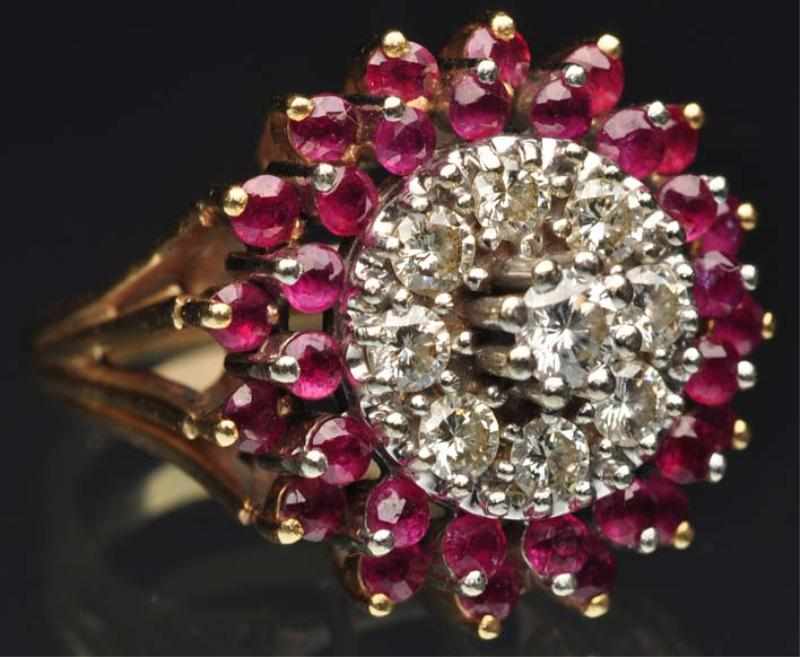 Appraisal: K Y Gold Diamond Ruby Ring Weight grams dwt Condition