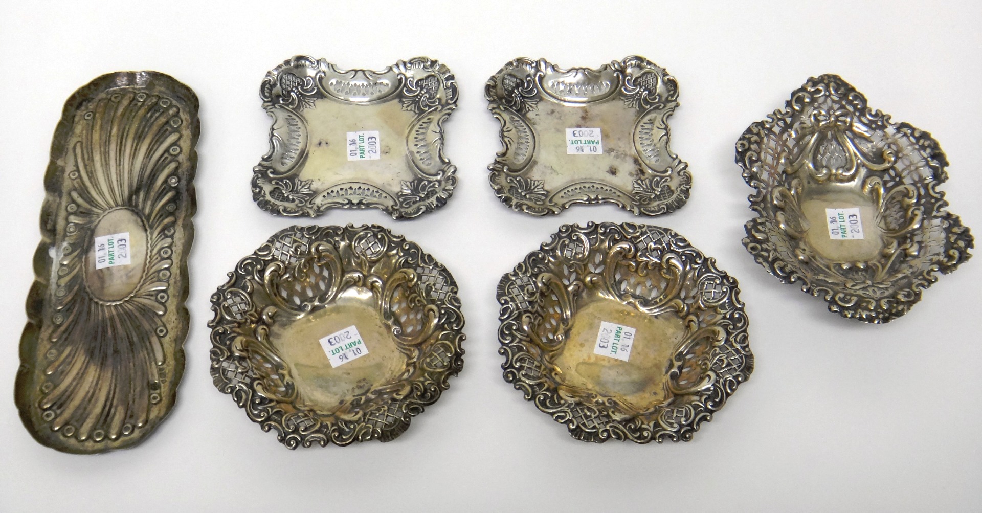 Appraisal: Silver comprising two similar late Victorian shaped circular bonbon dishes