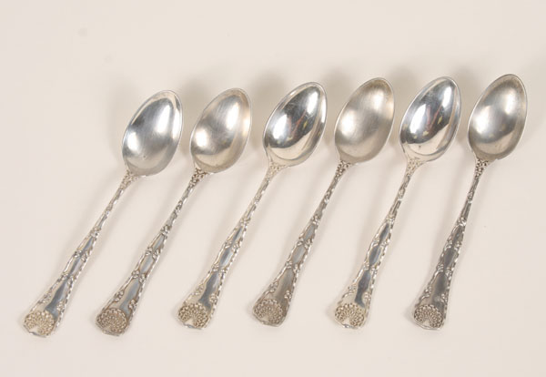 Appraisal: Six Tiffany Co sterling silver demitasse spoons in the Wave