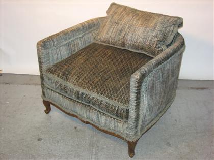 Appraisal: Pair of French style upholstered club chairs With deep back