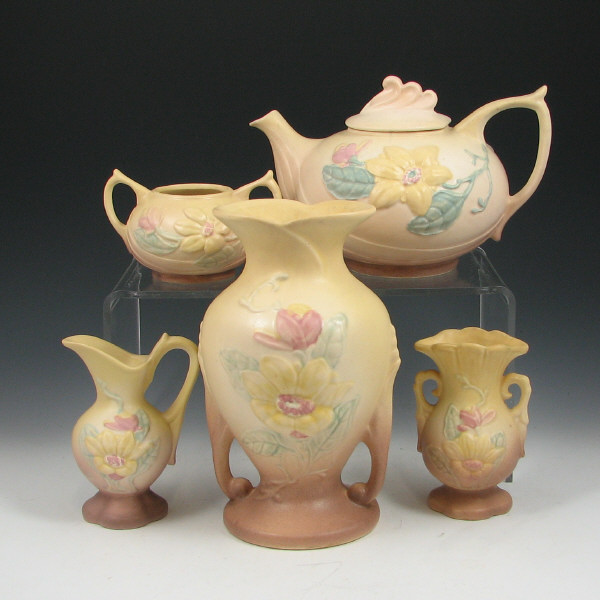 Appraisal: Hull Magnolia Matte - Vases Teapot Pitcher Lot of five