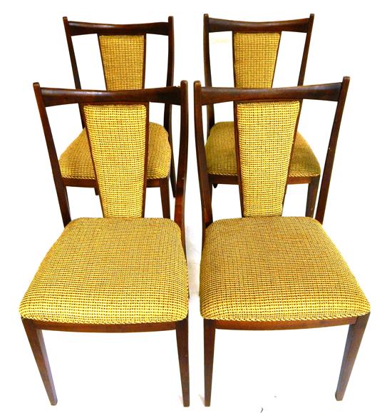 Appraisal: Four Mid-Century Harvey Probber style dining chairs walnut raised block