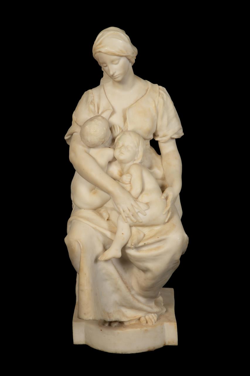 Appraisal: AFTER PAUL DUBOIS MATERNITY ALABASTER SCULPTURE After Paul Dubois French