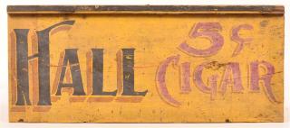 Appraisal: Vintage Hall -cent Cigar Painted Wood Advertising Sign - h