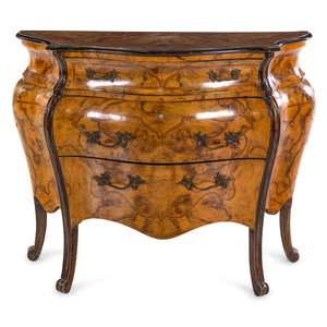 Appraisal: An Italian Rococo Satinwood Inlaid Burl Walnut Commode th Century