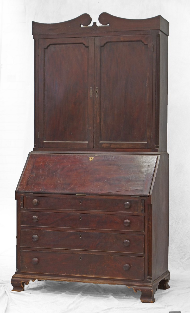 Appraisal: Mahogany Chippendale Slant Front Secretary Desk with repairs top probably