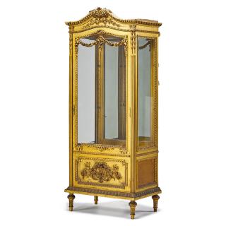 Appraisal: LOUIS XVI STYLE GILDED VITRINE Fitted with glass side panels