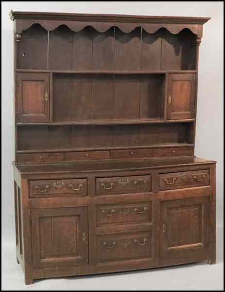 Appraisal: EARLY TH CENTURY WELSH DRESSER Having a carved overhung cornice