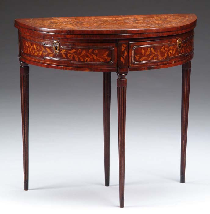 Appraisal: ANTIQUE MARQUETRY INLAID CONTINENTAL GAME TABLE First quarter of the