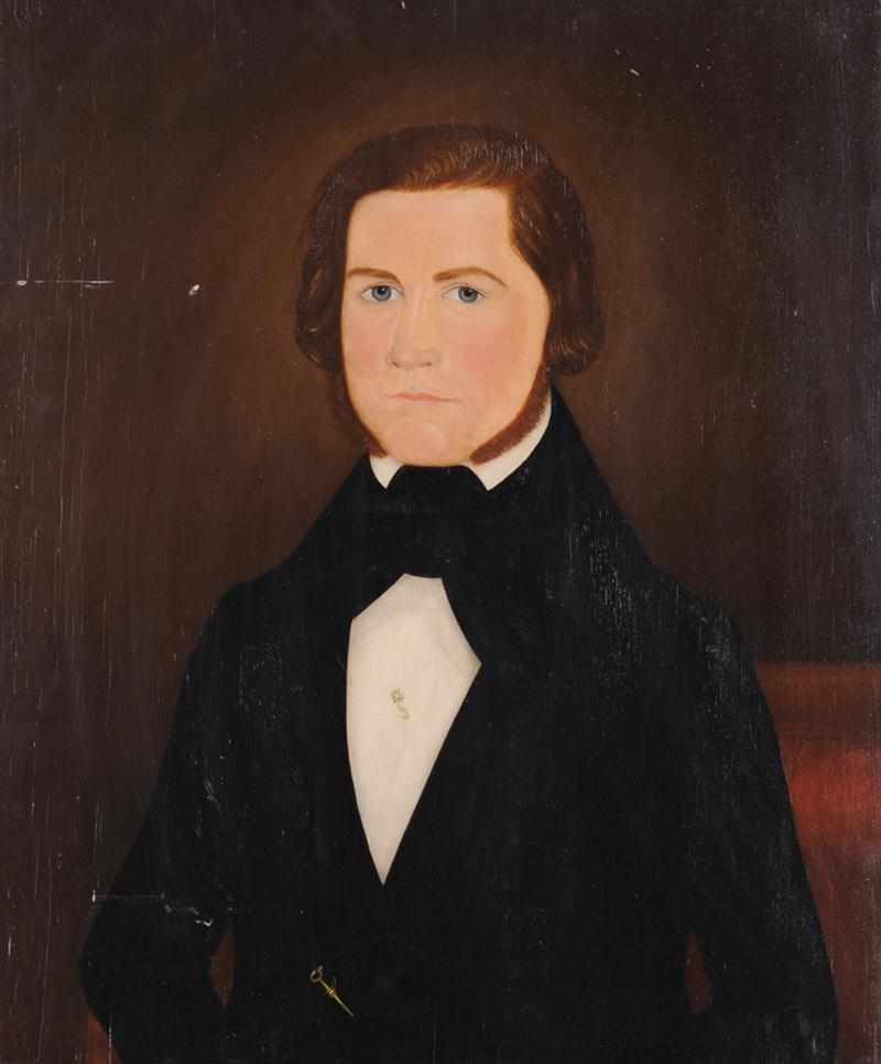 Appraisal: AMERICAN SCHOOL TH C PORTRAIT OF A GENTLEMAN WEARING BLACK