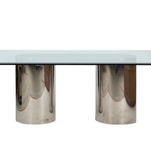 Appraisal: Brueton attrbution Dining table chrome glass Height x length x