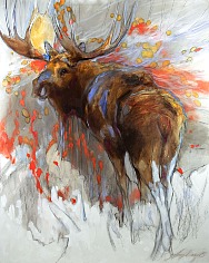 Appraisal: Amy Lay Present Untitled Moose oil and charcoal on canvas