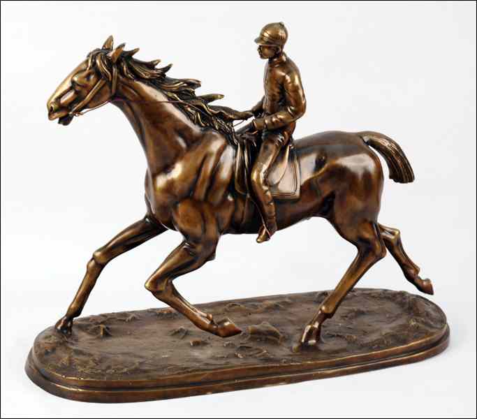 Appraisal: PATINATED BRONZE FIGURE OF A JOCKEY Height '' Length ''