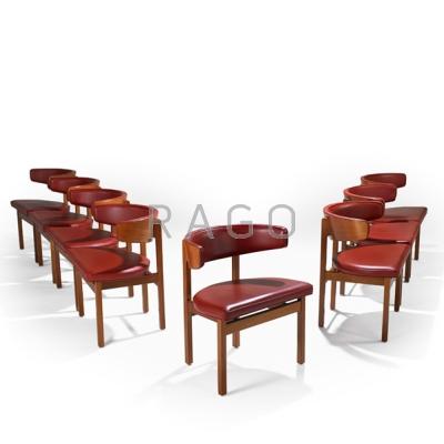 Appraisal: BORGE MOGENSEN FREDERICIA STOLEFABRIK Eight Conference chairs Denmark s Mahogany