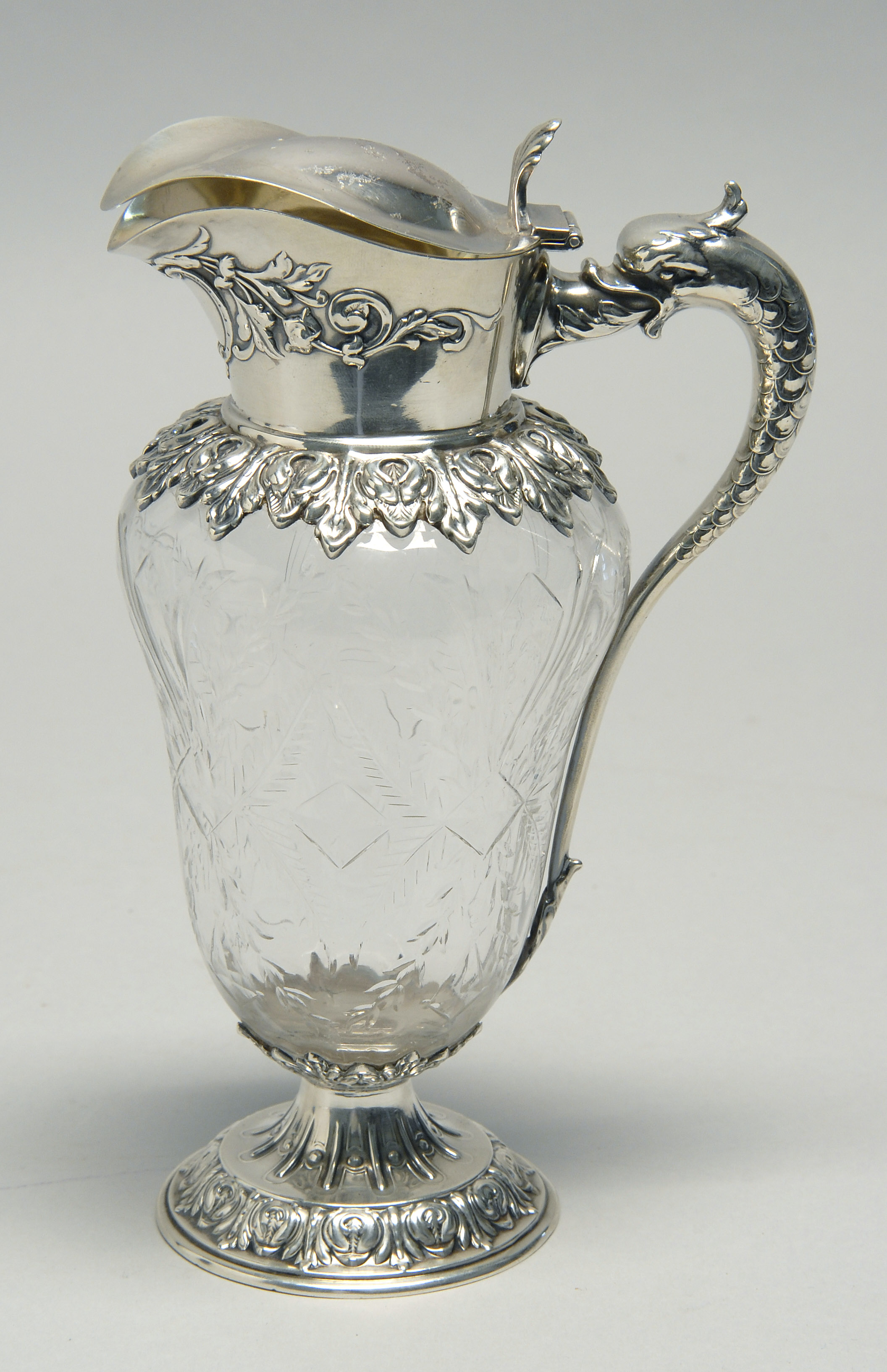 Appraisal: DURGIN STERLING SILVER AND HAWKES CUT CRYSTAL SYRUP PITCHER Circa