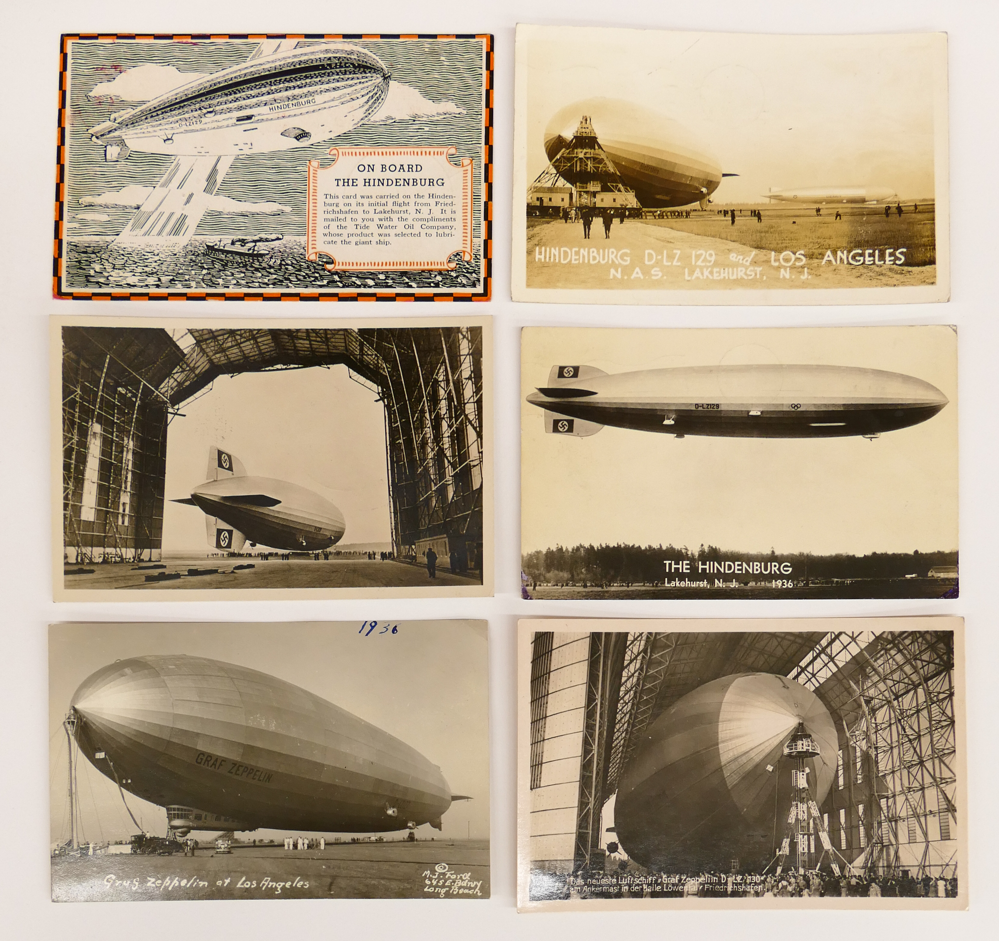 Appraisal: pc Hindenburg Graf Zeppelin II LZ Postcards Includes pc Real