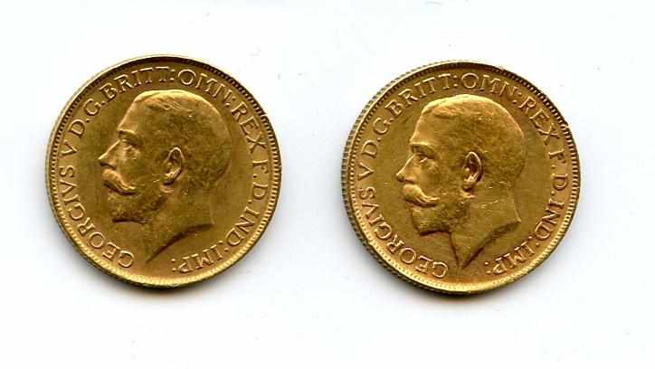 Appraisal: Australia George V Sovereigns -P KM- One with some visible