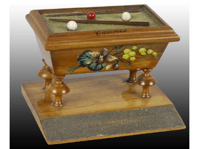 Appraisal: Wooden Pool Table Match Safe Holder Description Marked Cannes Striker