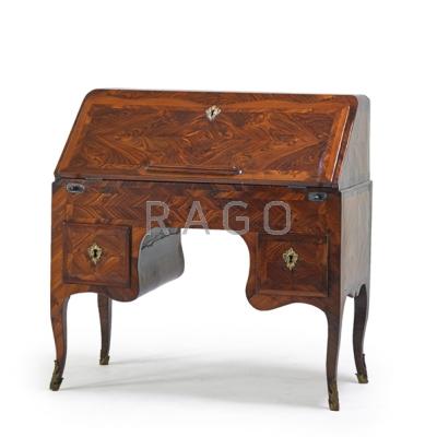 Appraisal: LOUIS XV STYLE SLANT FRONT DESK Fitted interior and bronze