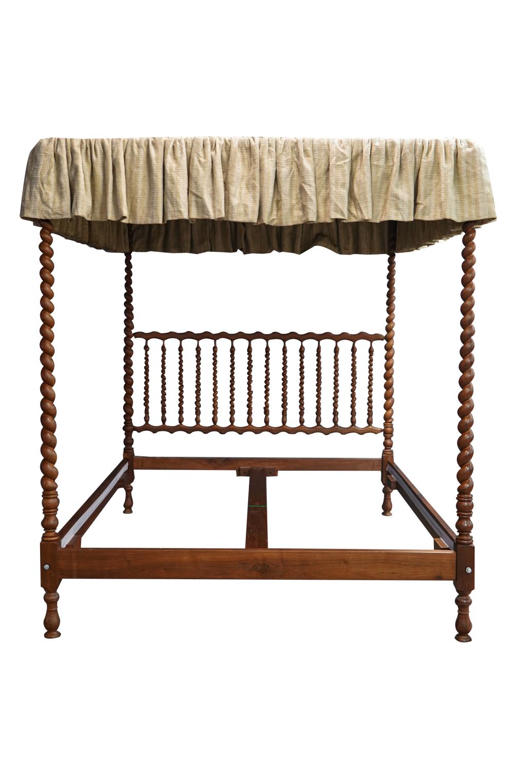 Appraisal: CARVED TURNED WOOD CANOPY BEDCondition good overall with scattered light