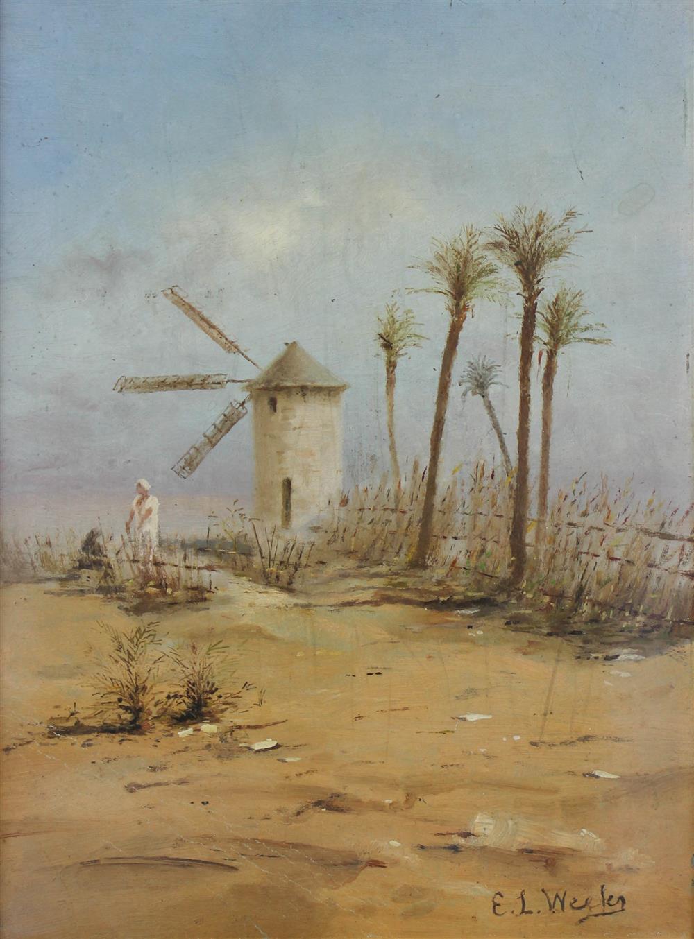 Appraisal: EDWIN LORD WEEKS AMERICAN - WINDMILL AND PALM TREES Oil